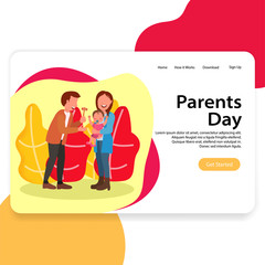 Parents Day Illustration Landing Page for Web Homepage