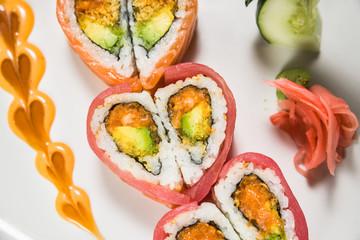 Heart shaped Sushi on a white plate