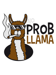 cool no problem llama joint rauchen sonnenbrille hanf weed drogen kiffer kiffen loch boden kopf gesicht lama kamel alpaka südamerika tier süß niedlich comic cartoon clipart