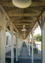 Lights hanging over train platform