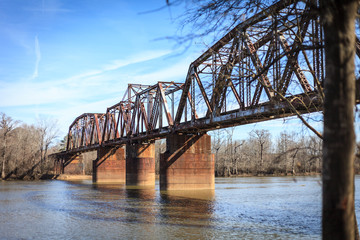 Railroad bridge over Santee River in Jamestown, South Carolina