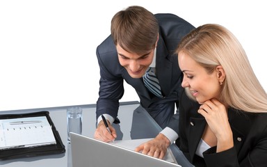 Portrait of Business People Working with Laptop