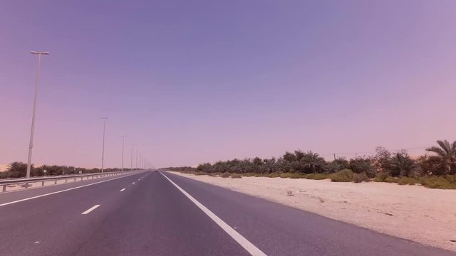 Road from Oasis Liwa to the Abu Dhabi stock footage video