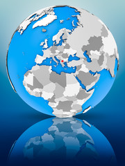 Macedonia on political globe