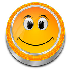 Button with smiling face - 3D illustration