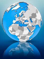 Kosovo on political globe