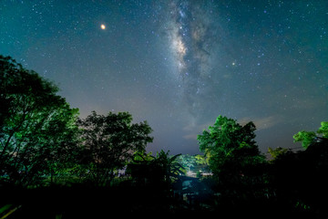 Fototapeta na wymiar Landscape Milky Way clear sky clear star timelapse