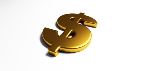 Dollar Gold Symbol. 3D Render illustration