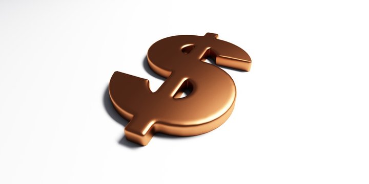 Dollar Bronze Symbol. 3D Render illustration