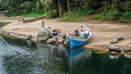Old boat abandoned in the shore
