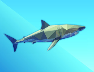 Fototapeta na wymiar Low Polygon Great White Shark
