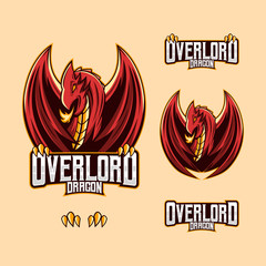 red dragon art mascot esport logo vector illustration