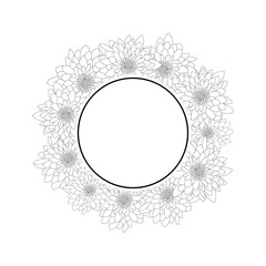 Chrysanthemum Outline Banner Wreath