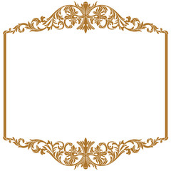 Golden vintage border frame engraving with retro ornament pattern in antique baroque style decorative design. Vector