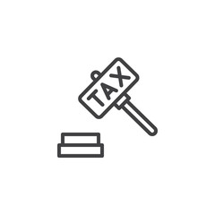 Tax hammer outline icon. linear style sign for mobile concept and web design. Gavel tax simple line vector icon. Symbol, logo illustration. Pixel perfect vector graphics