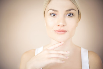 Naklejka premium Beauty face with moisturizer