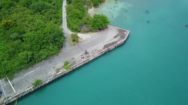 Roosevelt Road beach in Puerto Rico with boat
