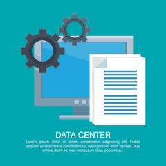 Data center poster with informaton and elements cartoons vector illustration graphic design