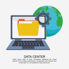 Data center poster with informaton and elements cartoons vector illustration graphic design