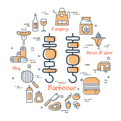 Yellow round concept of two barbecue for camping