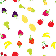 Multicolored fruits in the style of flat in a random