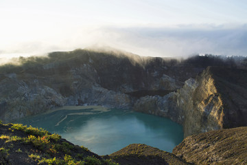 Fototapeta premium Aerial view of Kelimutu lake of Indonesia