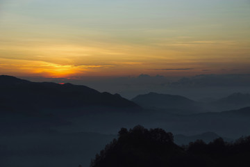 Fototapeta na wymiar Sunrise view at Mt. Kelimutu in Indonesia