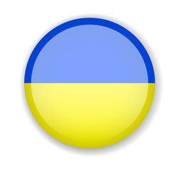 Ukraine flag. Round bright Icon on a white background