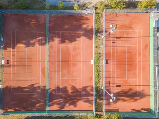 Aerial view of tennis court in Switzerland, Europe
