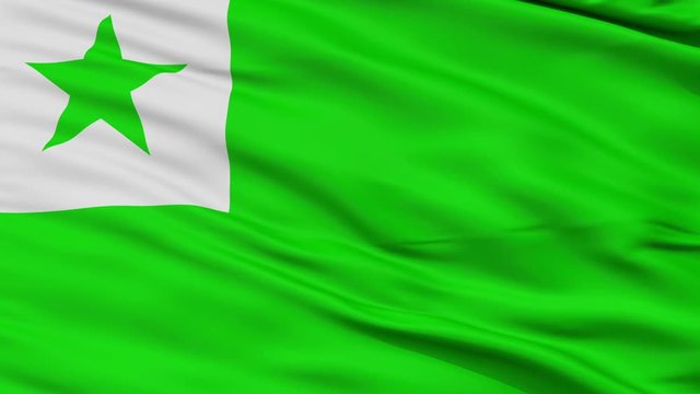 Esperanto Flag, Closeup View Realistic Animation Seamless Loop - 10 Seconds Long