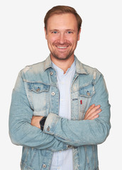 Handsome young man looking at camera