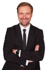 Smiling handsome businessman isolated