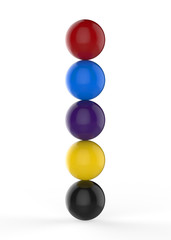 Colourful glossy candy balls on white background, 3d illustration