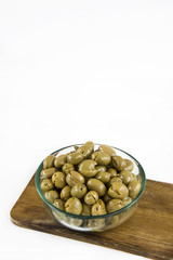 Green olives served in a bowl