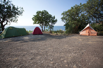 Tent camp. Camping. Summer. Tourism