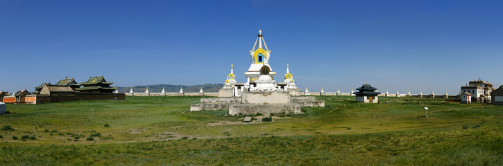 buddhist monastery in the grassland of Mongolia 