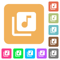 Music library rounded square flat icons