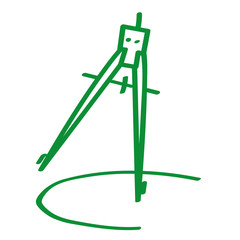 Handgezeichneter Zirkel in grün