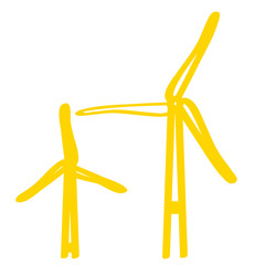 Handgezeichnetes Windrad in gelb