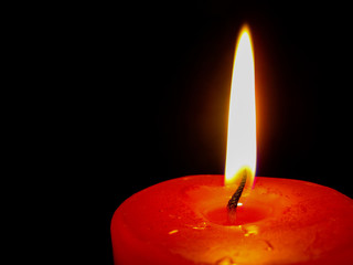 candle flame in dark background.