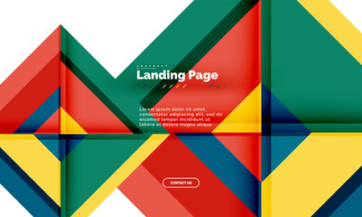 Square shape geometric abstract background, landing page web design template