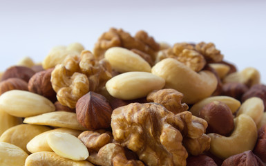 Detail nuts mixture hazelnut almond walnut cashew