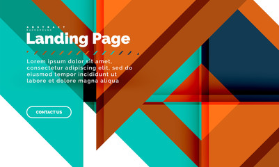 Square shape geometric abstract background, landing page web design template