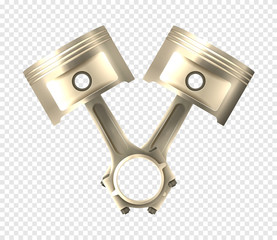3d engine pistons isolated on transparent background