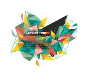 Triangular design abstract background, landing page. Low poly style colorful triangles on white