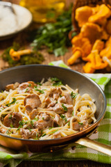 Spaghetti with mushroom chanterelles