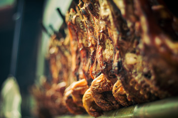 Pig roast, barbecued suckling pig, young piglet roast well