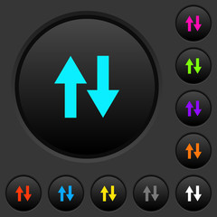 Data traffic dark push buttons with color icons