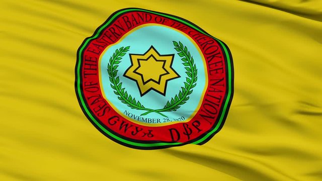 Eastern Band Cherokee Indian Flag, Closeup View Realistic Animation Seamless Loop - 10 Seconds Long