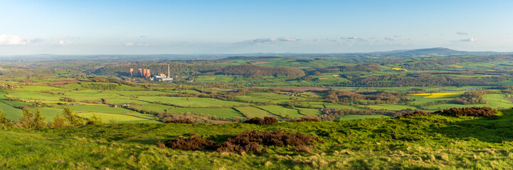 View from the Wrekin, near Telford, Shropshire, England, UK - looking southeast towards the decommissioned Ironbridge Power Station